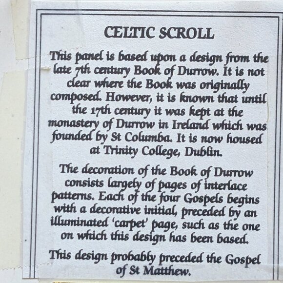 Professionally Handmade + Framed Celtic Book of Durrow Scroll Brass Rubbing Art - Picture 4 of 4